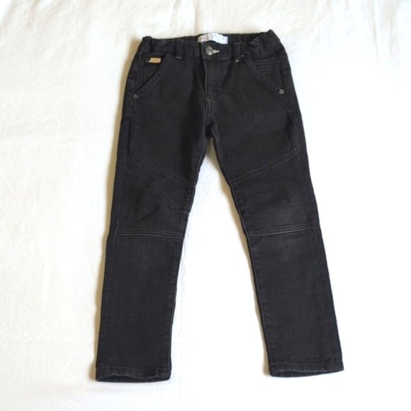zara black biker moto style stretch denim jeans 4-5 YRS unisex gender neutral - Picture 5 of 12